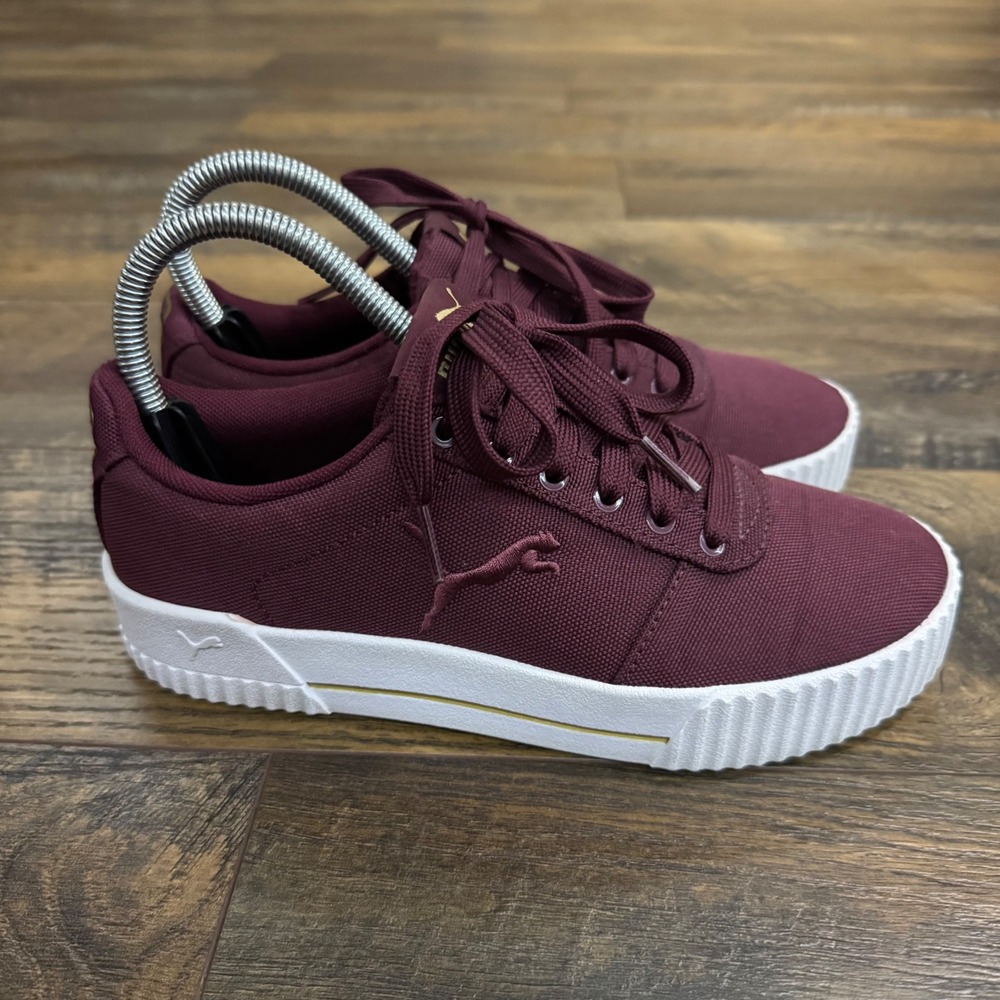 Puma Carina Canvas Sneakers Women's Size 7 Burgundy Wine Lace Up Casual Shoes‎